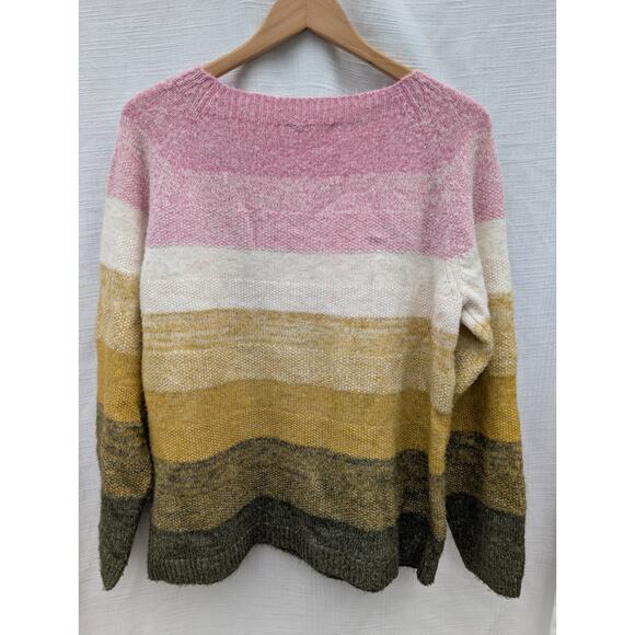 Olsen Europe Womens Striped Sweater Sz L Colorful Cozy Cabin Core - Picture 6 of 6